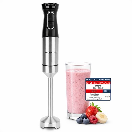 Emerio Staafmixer 1000W - Regelbare Snelheid - HB-132381 Zwart / RVS