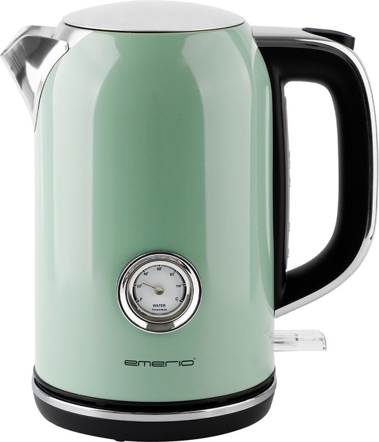 Emerio Retro Waterkoker – 1.7 Liter – 360° draaibaar – Verborgen verwarmingselement – 2200W – WK-133282 Groen