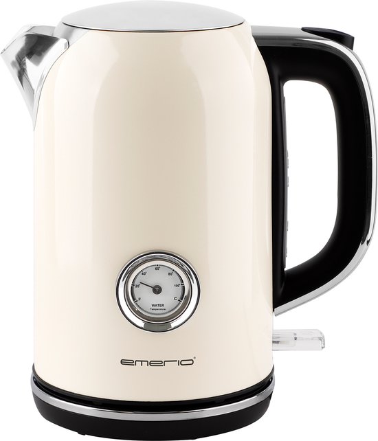 Emerio Retro Waterkoker – 1.7 Liter – 360° draaibaar – Verborgen verwarmingselement – 2200W – WK-133282.1 Crème