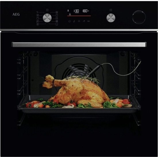 AEG OR6AB521SB – 6000 serie – SenseCook – SteamCrisp – Heteluchtoven met stoomondersteuning – 72 l – 3380 W – Zwart