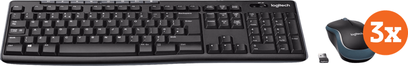 Logitech MK270 Draadloos Toetsenbord en Muis AZERTY 3-Pack