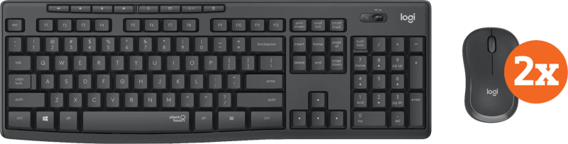 Logitech MK295 Draadloze Toetsenbord en Muis Zwart BE AZERTY 2-Pack