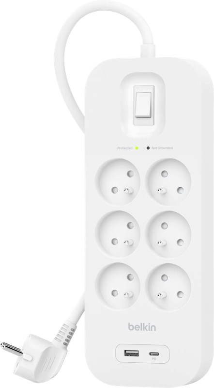 Belkin Surge Protection 6 Outlet 2 Meter Usb C Wit