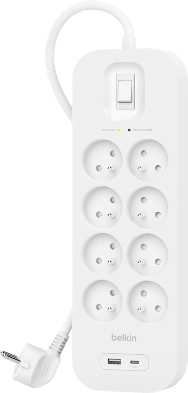 Belkin Surge Protection 8 Outlet 2 Meter Usb C Wit