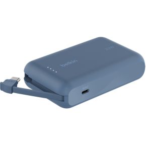 "Belkin Powerbank 10.000mAh met Geïntegreerde USB-C Kabel – 20W Snelladen – Blauw "