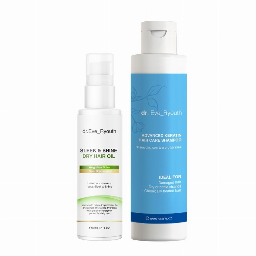 Dr. Eve_Ryouth Geavanceerde Keratine Shampoo + Sleek & Shine Haarolie 160