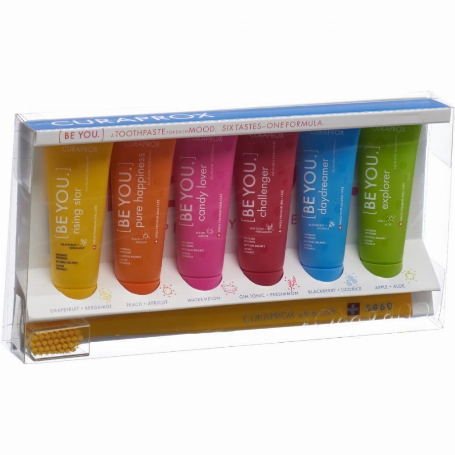 CURAPROX Be you Set van 6 tandpasta's en 1 tandenborstel Combinatieverpakking