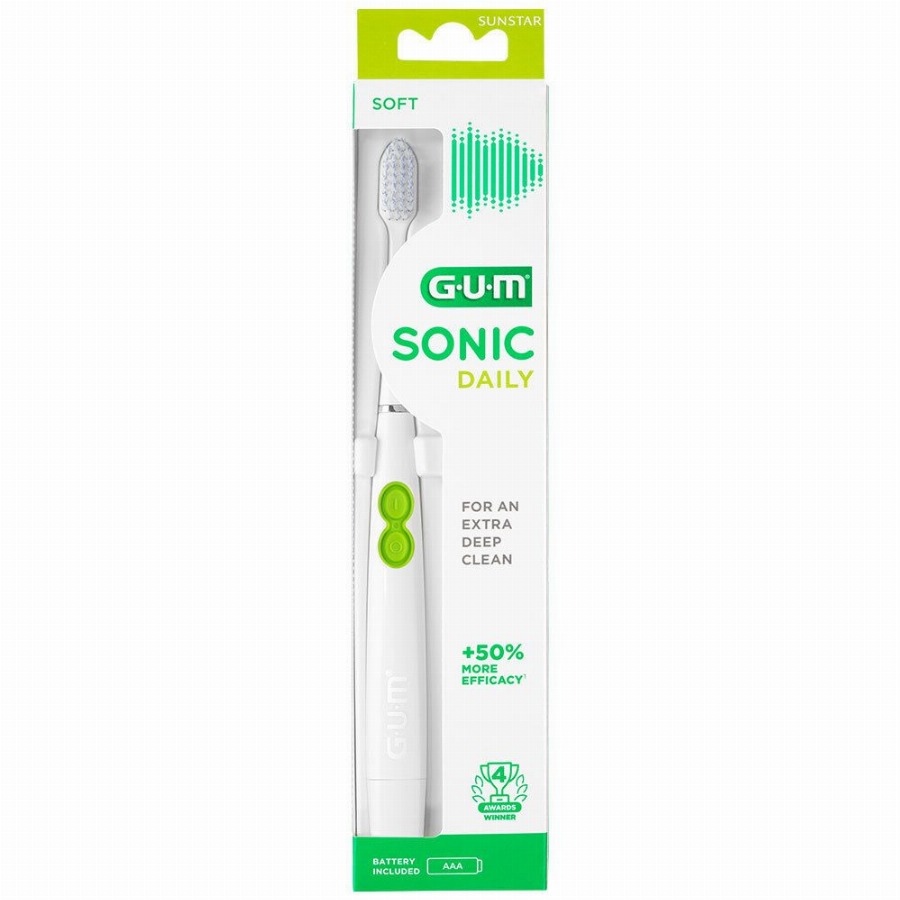 GUM Sonic Daily Batterij Tandenborstel Soft Wit 1