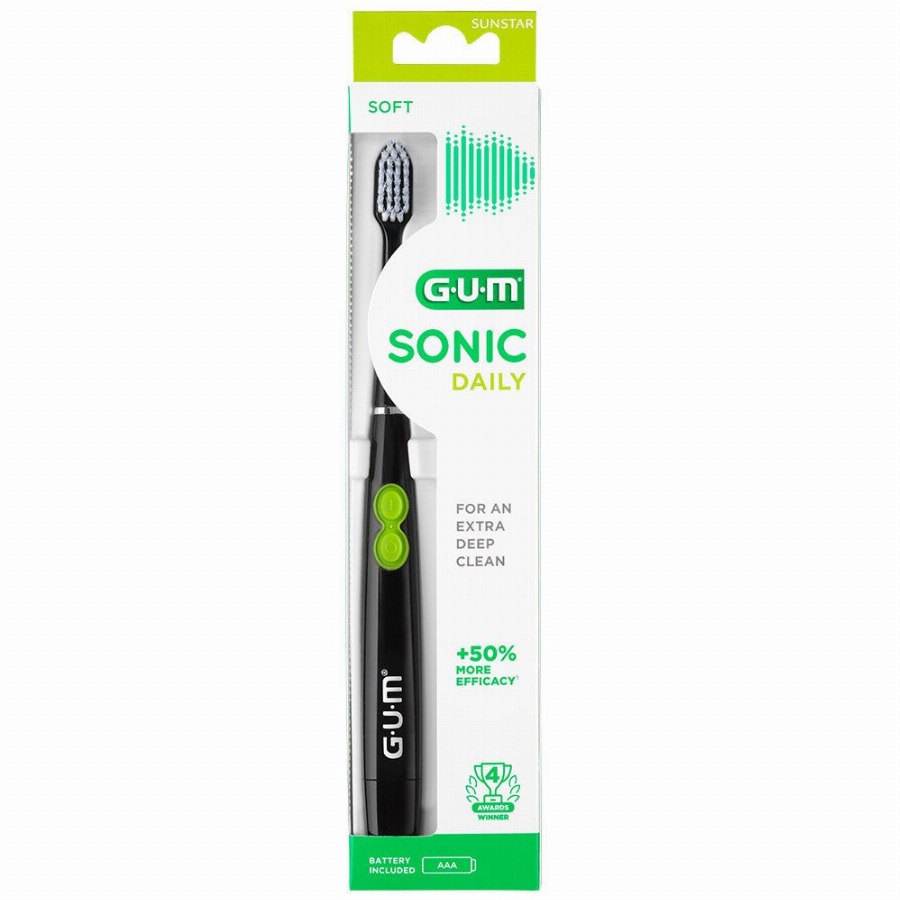 GUM Sonic Daily Batterij Tandenborstel Soft Zwart 1