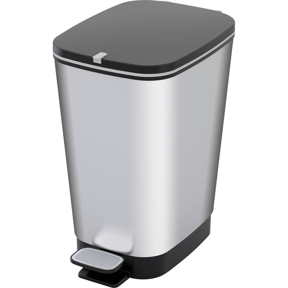 Curver CHIC BIN STYLE Abfallbehälter M [25L], silber 272236 Afvalbak Kunststof Zilver Anti-vingerafdrukken, Met voetpedaal 1 stuk(s)