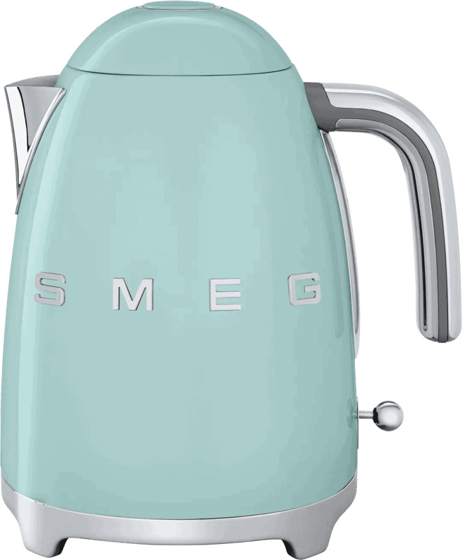 SMEG KLF03PGEU Waterkoker – 1,7 Liter – 2400W – RVS Kalkfilter – 360° Draaivoet – Soft Opening – Automatische Uitschakeling – ’50s Style – Watergroen