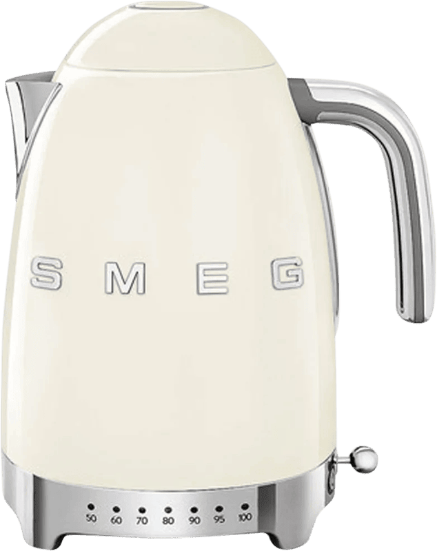 SMEG KLF04CREU Waterkoker met Variabele Temperatuur – 1,7 Liter – 2400W – 7 Temperatuurstanden – Warmhoudfunctie – RVS – ’50s Style – Crème