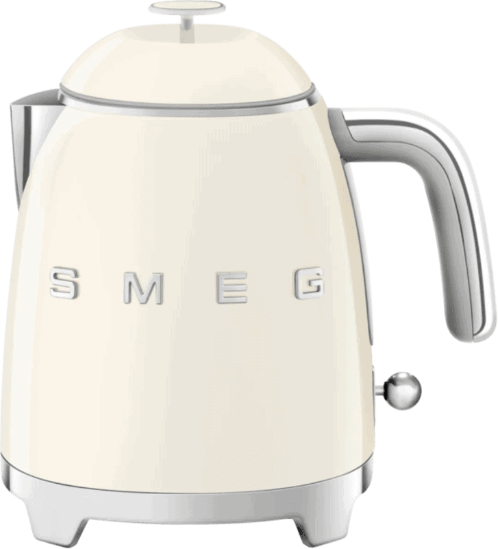 SMEG KLF05CREU Mini Waterkoker – 0,8 Liter – 1400W – Dubbelwandig – RVS Kalkfilter – ’50s Style – Crème