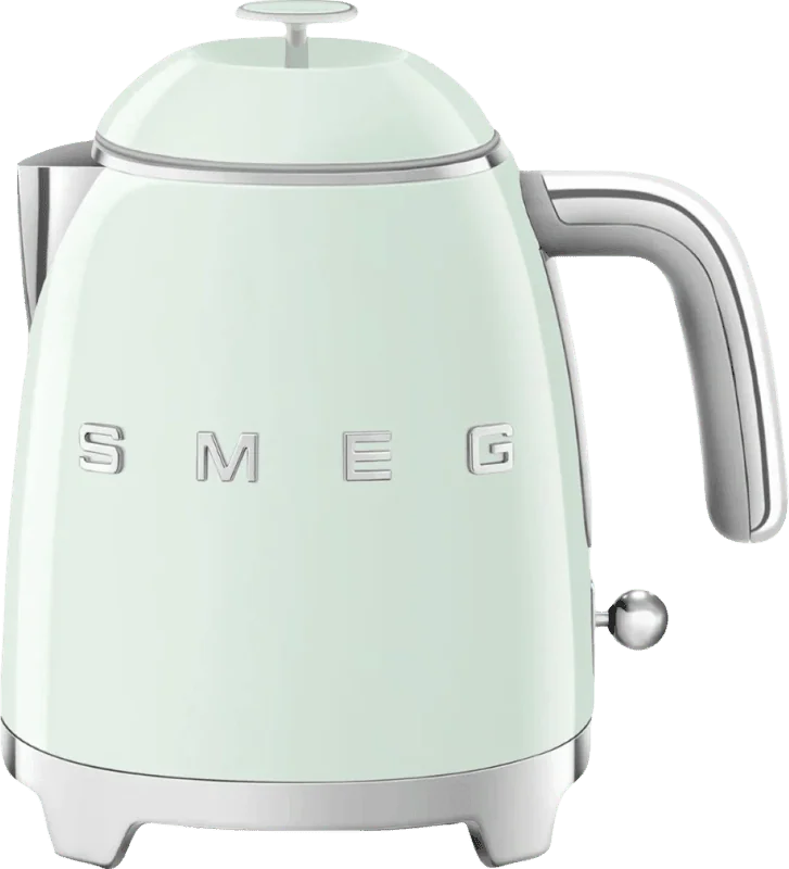 SMEG KLF05PGEU Mini Waterkoker – 0,8 Liter – 1400W – Dubbelwandig – RVS Kalkfilter – ’50s Style – Watergroen