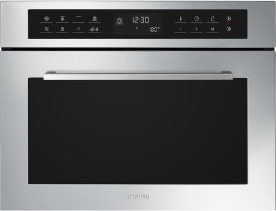SMEG SF4400MCX1 Combi Magnetron Inbouwoven – 45 cm – 48L – 900W Magnetron – 8 Functies – Grill – Snelle Voorverwarming – Selezione – RVS