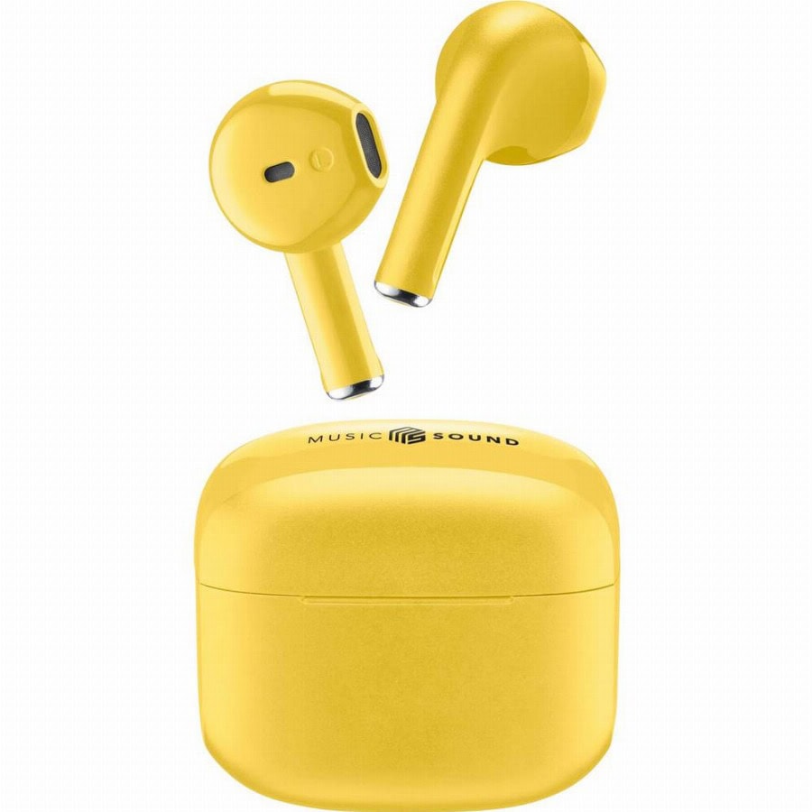 Cellularline In Ear headset Bluetooth, Draadloos Geel Oplaadbox Telefoon
