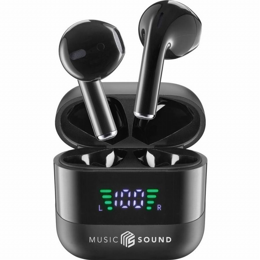 Cellularline In Ear headset Bluetooth, Draadloos Zwart Oplaadbox, Indicator voor batterijstatus, Volumeregeling