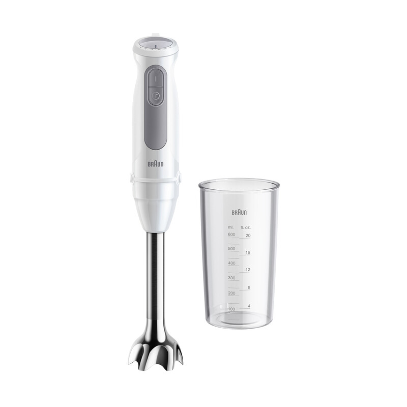Braun MultiQuick 5 MQ50.001M – Staafmixer- Traploze bediening – 21 snelheden – RVS Staafmixervoet en 600 ml beker – Wit – 1000 W