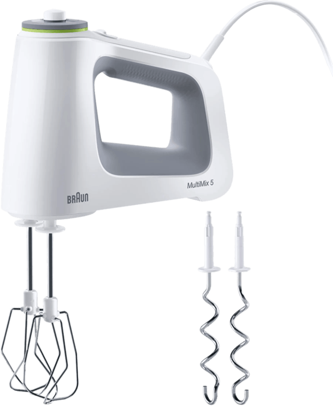 Braun MultiMix 5 HM5100WH – Handmixer – Ergonomisch - 9 Snelheden - Turbofunctie - Wit en grijs - 750 W