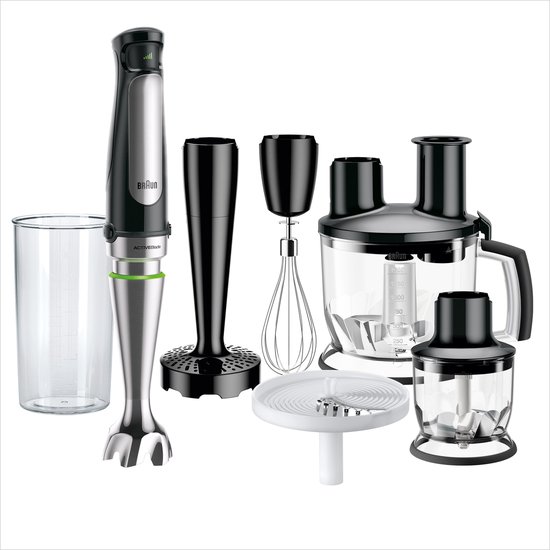 Braun MultiQuick 7X MQ7087X – Staafmixer - Met Foodprocessor, Hakmolen en Pureervoet - Traploze Easy SmartSpeed bediening - Antispatvoet - Zwart - 1000 W