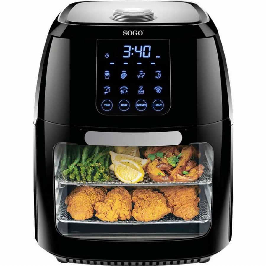 SOGO Human Technology 1800 Airfryer 6 l 1800 W Oververhittingsbeveiliging, Traploze temperatuurregeling, Timerfunctie, Met display, Kijkvenster,