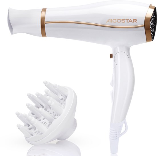 Aigostar Luna 32QUN - Haardroger met diffuser - Inklapbaar - 2200W - Wit