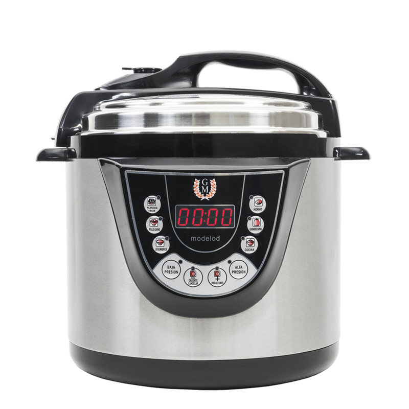 Cecotec programmeerbare cooker Model D met bak- en spraakfunctie. 24-uurs snelkookpan met 6 liter inhoud, 9 kookprogramma's en 2 drukniveaus, ideaal voor 12 personen