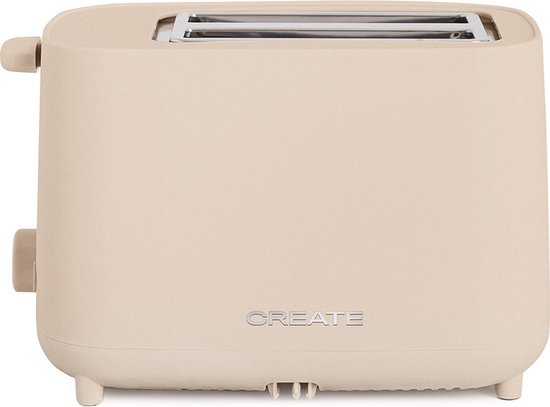 CREATE - Broodrooster van 750 W - Met beveiligingssysteem - Zes vermogensniveaus - Zand - TOAST STUDIO