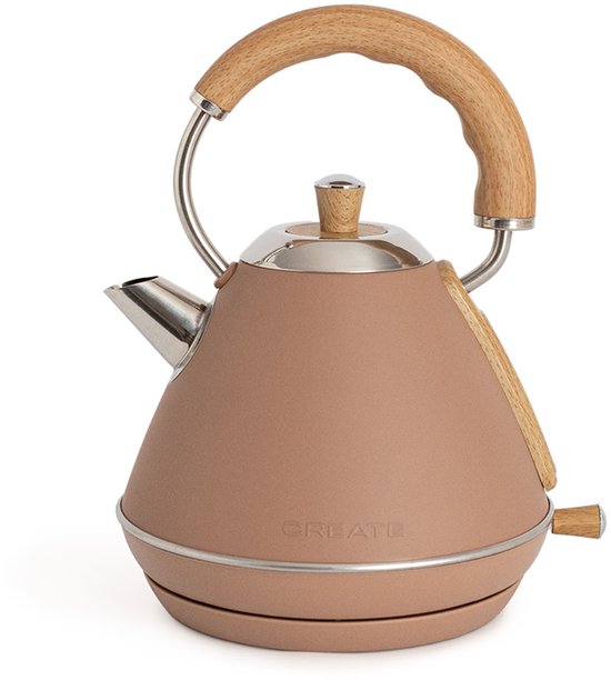 CREATE - Waterkoker Retro - 1200 Watt - 1 Liter - RVS - BPA vrij - Elektrisch - Mokka - Kettle Retro M