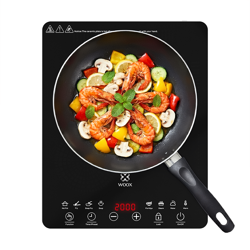 WOOX MX0237 RapidTherm Draagbare inductiekookplaat – 2000 W aanrechtbrander met een verwarmingsspoelradius van 155 mm en 8 temperatuur- en vermogensniveaus, touchcontrolpaneel, LED…
