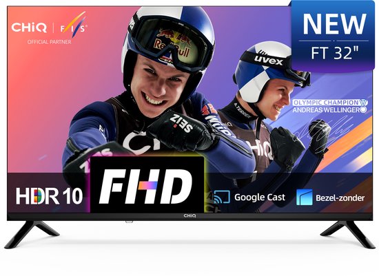 CHiQ LF32FT - Smart TV 32 Inch - Full HD - Metalen Randloos - Google TV - Dolby Audio - HDMI