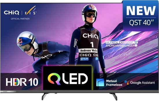 CHiQ L40QST - Smart TV 40 Inch - Full HD - QLED Pro - Google TV - Randloos Metal Design - Dolby Audio - Nieuw