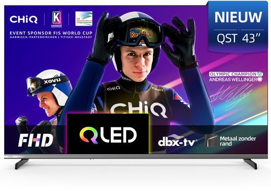 CHiQ L43QST - Smart TV 43 Inch - Full HD - QLED Pro - Google TV - Randloos Metal Design - Dolby Audio - Nieuw