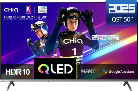 CHiQ U50QST - Smart TV 50 Inch - UHD 4K - QLED Pro - Google TV - Randloos Metal Design - Dolby Audio - Nieuw