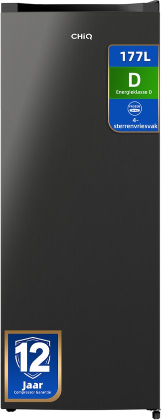 CHiQ CSD208D4D - Vrijstaande Vriezers - 177 Liter - Energieklasse D - Supervriezen - 6 Lades - 39 dB- Zwart - 12 jaar garantie op compressor