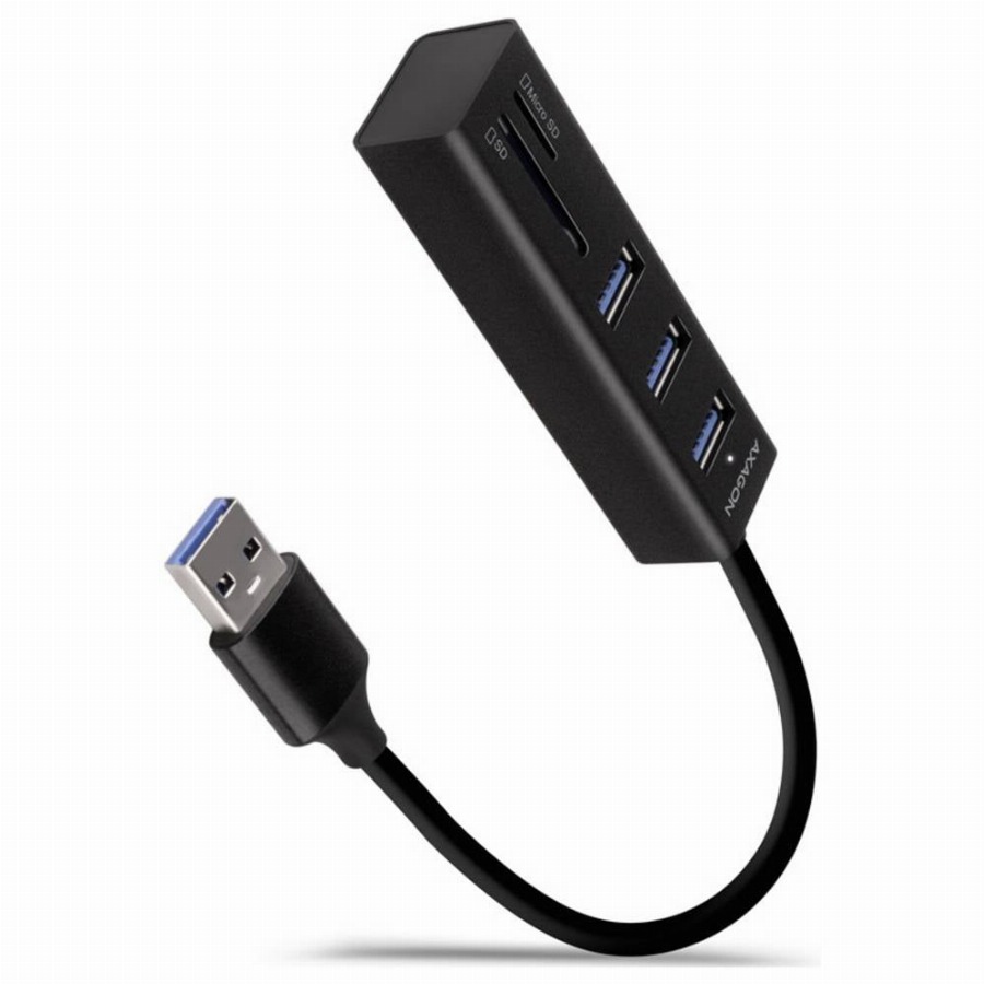 AXAGON HMA-CR3A USB-hub USB-A 3.2 Gen 1, Cardreader USB 3.0 5 GBit/s Zwart