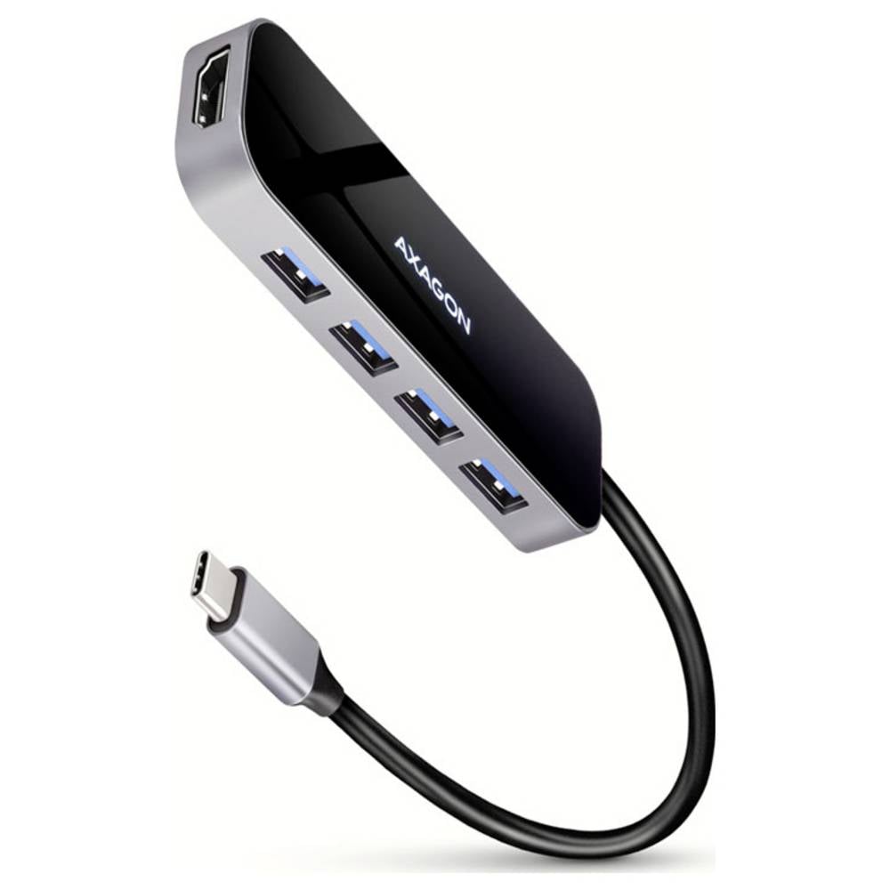 AXAGON HMC-6H4A USB-hub 5 poorten HDMI, USB-C (met Power Delivery), USB-A 3.0 USB 3.0, USB 3.2 Gen1, HDMI 1.4 5 GBit/s