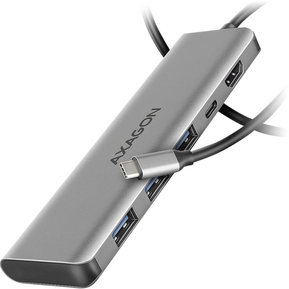AXAGON HMC-5H USB-hub 5 poorten HDMI, USB-C (met Power Delivery), USB-A 3.2 Gen 1 Thunderbolt 3, USB 3.2 Gen1 5 GBit/s Ultra HD-geschikt Meerdere kleuren