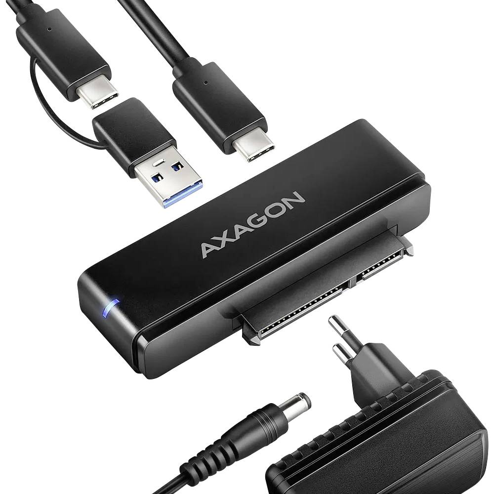 AXAGON AXAGON ADSA-FPX FastPortX SATA zu USB-C 3.1 Adapter - schwarz ADSA-FPX USB-hub 1 + 1 poorten USB-A, USB-C, SATA USB 3.1 Gen1 5 GBit/s Met ingebouwde