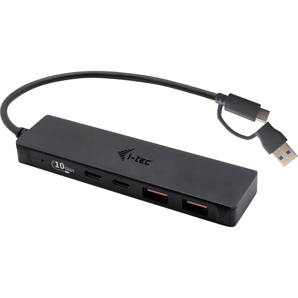 i-tec I-TEC USB-C Metal HUB 2xUSB 3.0 2xUSB-C C31HUBMETAL2A2C USB-hub 2 + 2 poorten USB-A, USB-C USB 3.2 Gen2 10 GBit/s Met USB-C stekker Zwart