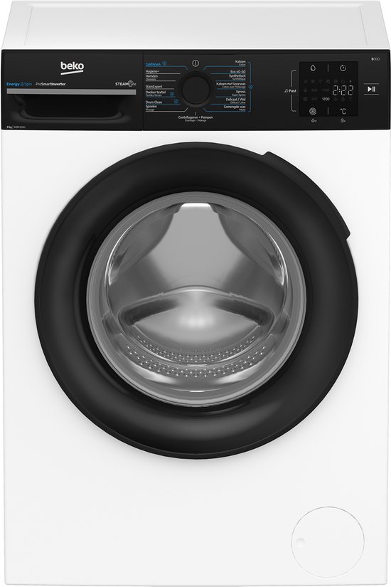 Beko BM3WFT3841B1 - Wasmachine - Voorlader - 8 kg - 1400 RPM - Wit/Zwart