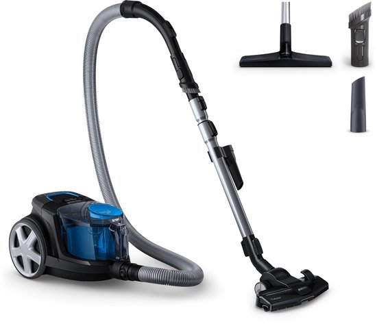 Philips Stofzuiger zonder Zak FC9331/09 – Alle Vloertypen – Sterke Zuigkracht – Met H13 Allergiefilter – Met Extra Mondstuk – Blauw