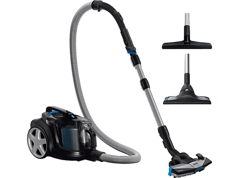 Philips Stofzuiger zonder Zak FC9741/09 – Alle Vloertypen – Sterke Zuigkracht – Met HEPA 13 Allergiefilter – Lang Snoer – Incl 4 Extra Mondstukken – Zwart