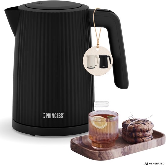 Princess Waterkoker Wave 236058 – Retro – 1.7 liter – BPA-vrij – Waterniveau indicator – 2200W – Zwart