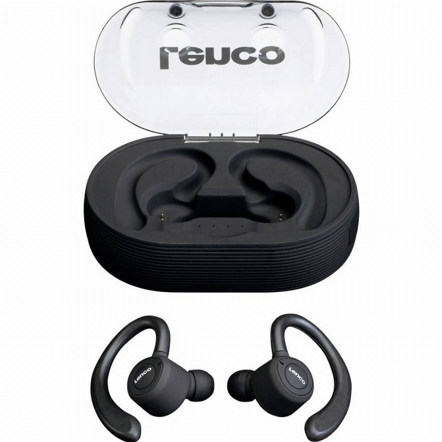 Lenco EPB-460BK In Ear headset Bluetooth Zwart Headset, Oorbeugel, Bestand tegen zweet Sport