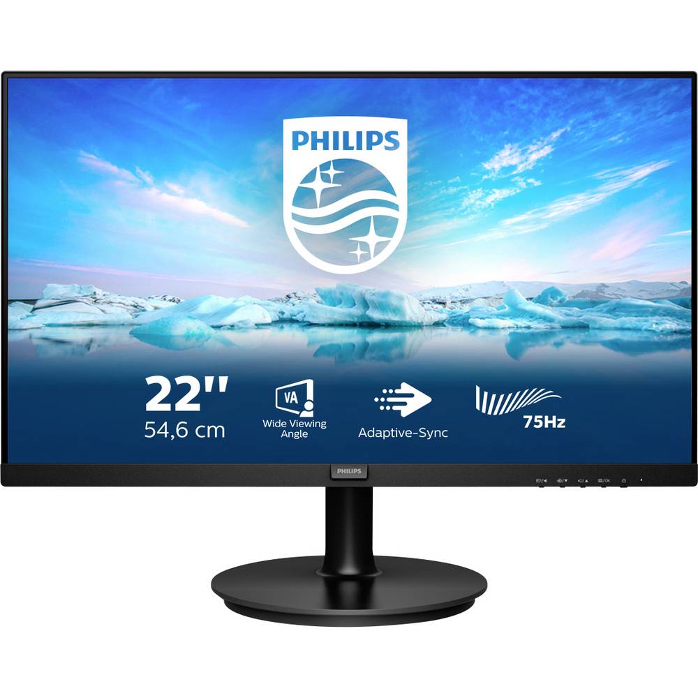 Philips V-Line 222V8LA/00 LCD-monitor Energielabel E (A – G) 54.6 cm (21.5 inch) 1920 x 1080 Pixel 16:9 4 ms VGA, DisplayPort, HDMI, Hoofdtelefoonaansluiting,