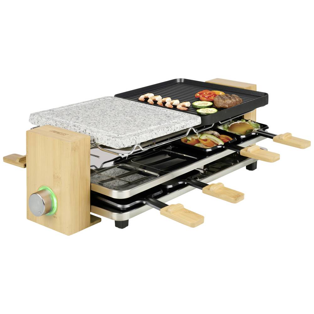 Princess Pure 8 Gourmetstel Anti-aanbaklaag, 8 pannen Zwart, Steen, Bamboe
