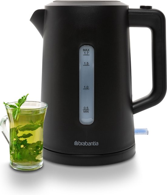 Brabantia Waterkoker – 2200 Watt – 1.7L – Snoeropbergruimte – Automatische uitschakeling – Zwart – BBEK1017
