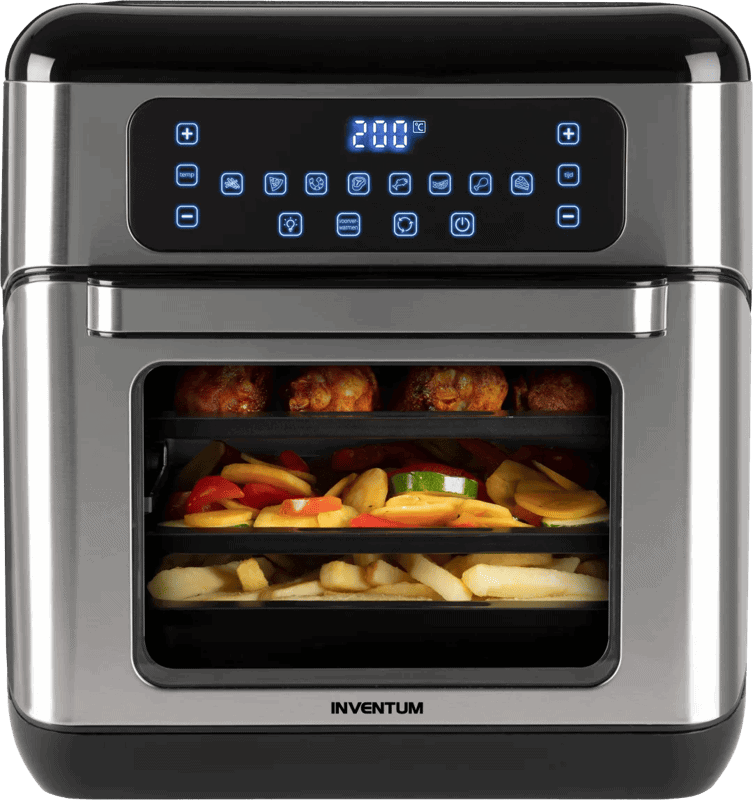 Inventum GF1200HLD Airfryer Oven XXL - 12L - 8 programma's - 80-200 °C - Tot 6 personen - Zwart/RVS - WK