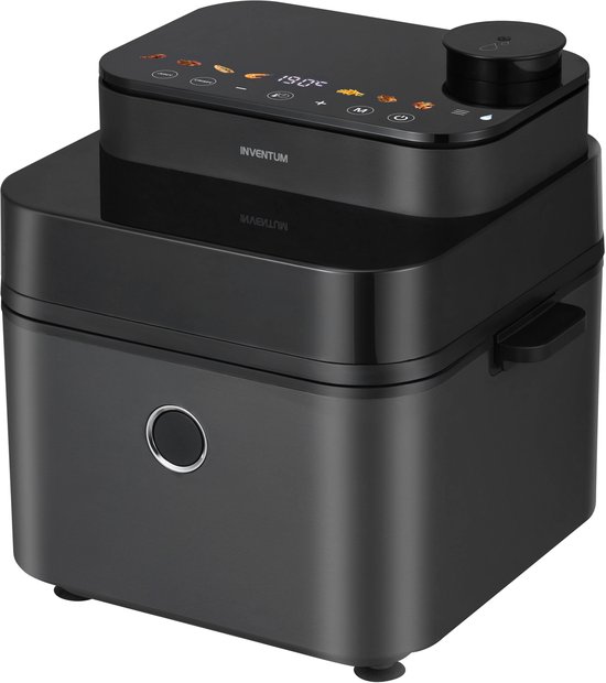 Inventum GF730HLDB Airfryer XXL - 7,3L - Crispy- & stoomfunctie - Kijkvenster - 8 programma's - 80-200 °C - PFAS-vrij - Tot 6 personen - Grijs/Zwart